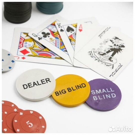 Набор для покера, карты 2 колоды, 200 фишек с номи