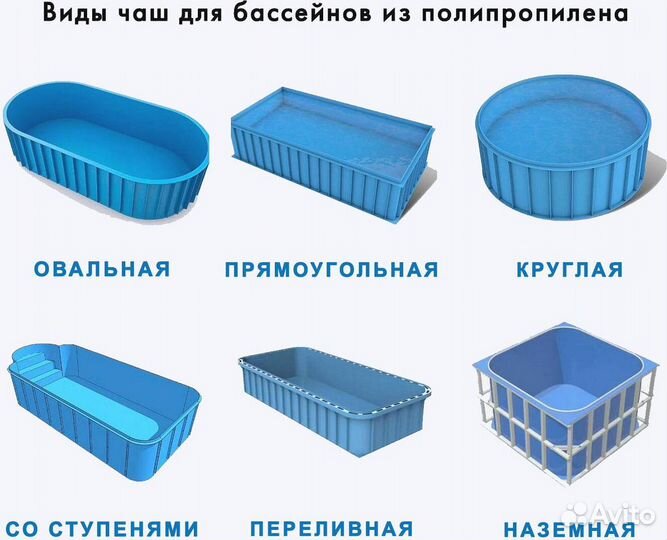 Бассейн 5x3 полипропиленовый