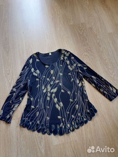 Блузка, 58 р- р, золотой цвет отделки