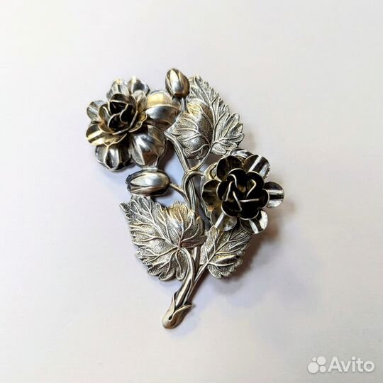 Винтажная серебряная брошь США