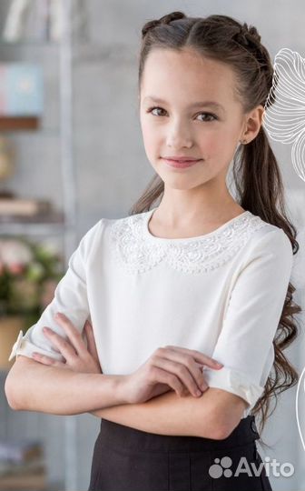 Блузка для девочки школьная белая