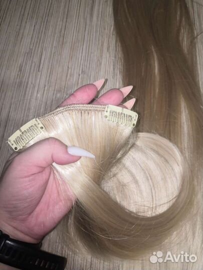 Волосы на заколках блонд55см