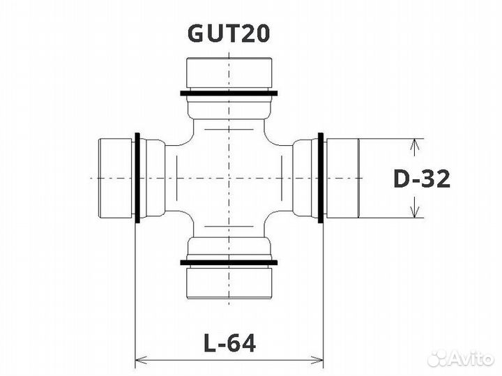 Крестовина карданного вала (64.00x32.00)