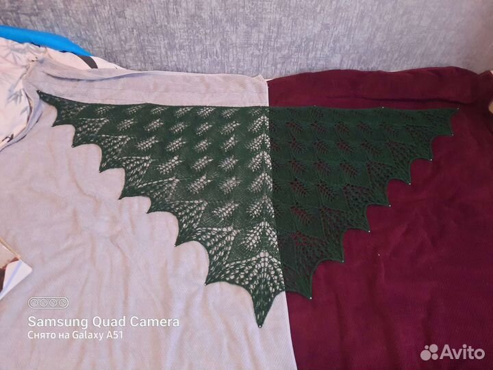 Шаль Замерзшие листья Ручная работа