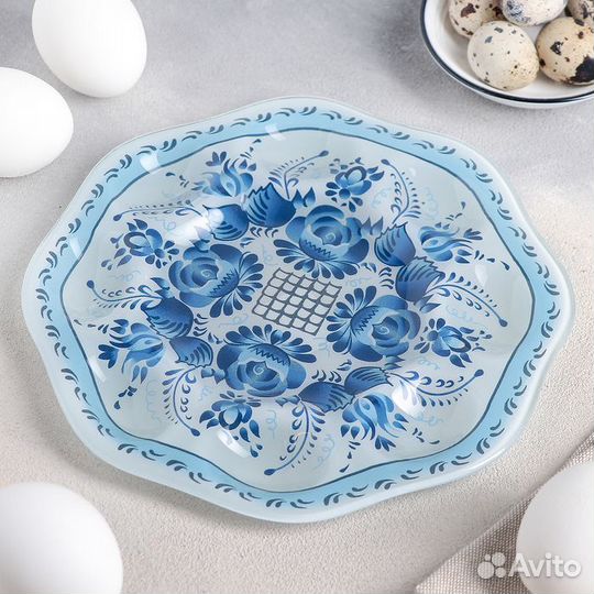 Подставка стеклянная для яиц Доляна «Русский узор»