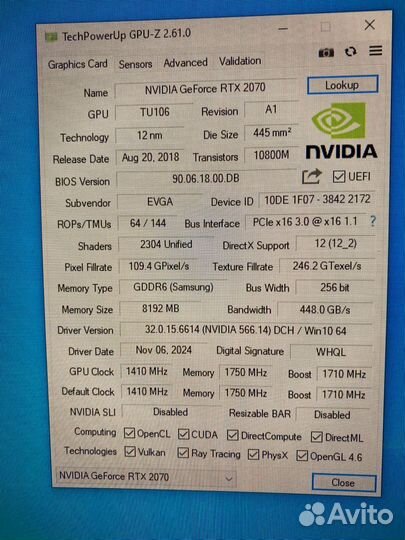 Видеокарта evga RTX 2070 8gb