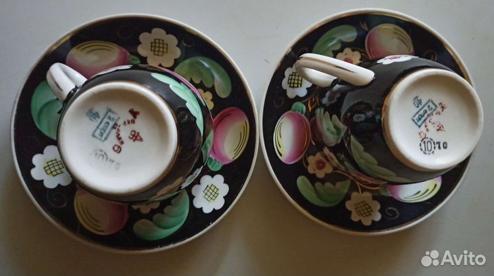 Чайная пара вербилки Слива на чёрном