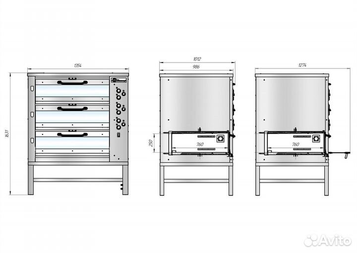 Печь хлебопекарная Восход хпэ-750/3С