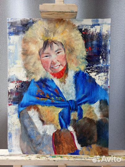 Портрет деврчки-хантыйки Картина маслом на холсте