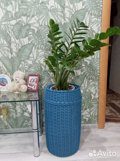 Кашпо из ротанга цилиндр объем 10л высота 70см