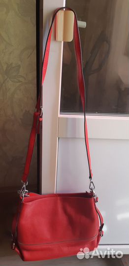 Сумка женская натуральная кожа бу красная