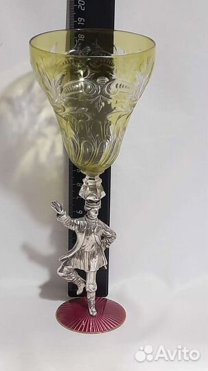 Старинный бокал эмаль серебро 84