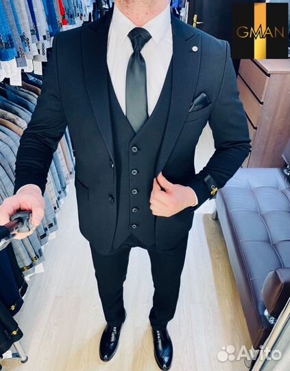 Мужской костюм черный стрейч