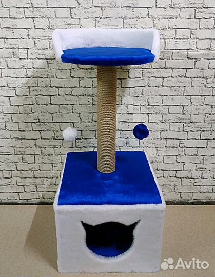 Когтеточка с домиком для кошек Классик с лежанкой