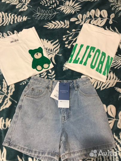 Комплект джинсовые шорты Befree и футболки zara