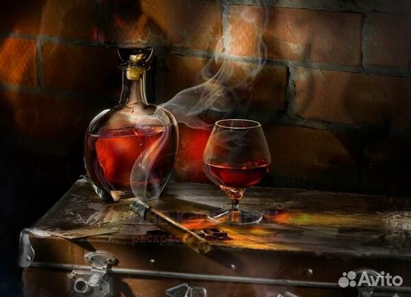 Картина по номерам 40x50 Сигары и коньяк