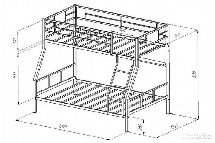 Двухъярусная кровать металлическая