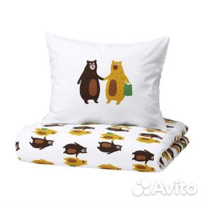 Комплект постельного белья IKEA Brummig, белый/раз