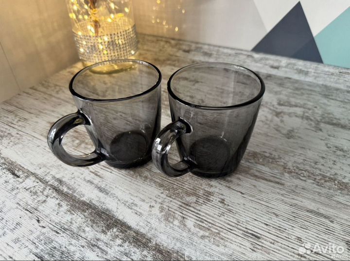 Кружки из прозрачного стекла разные