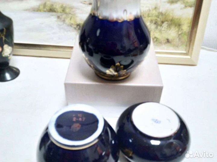 Вазочки кобальт фарфор СССР дерево Вьетнам