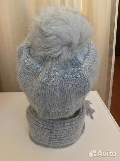 Комплект Вязаный Шапка И Шарф 55-56 см