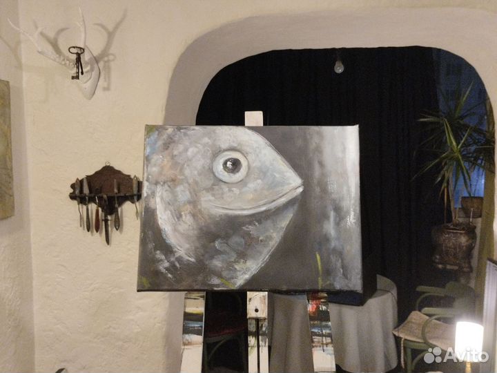 Картина маслом рыба 40х50