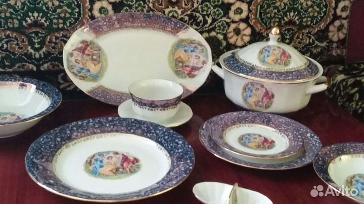 Столовый сервиз на 6 персон мадонна синий перламут