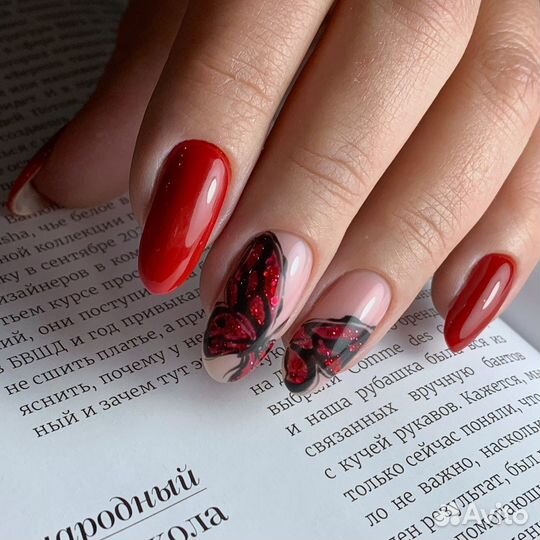 Маникюр, ручная роспись, наращивание ногтей