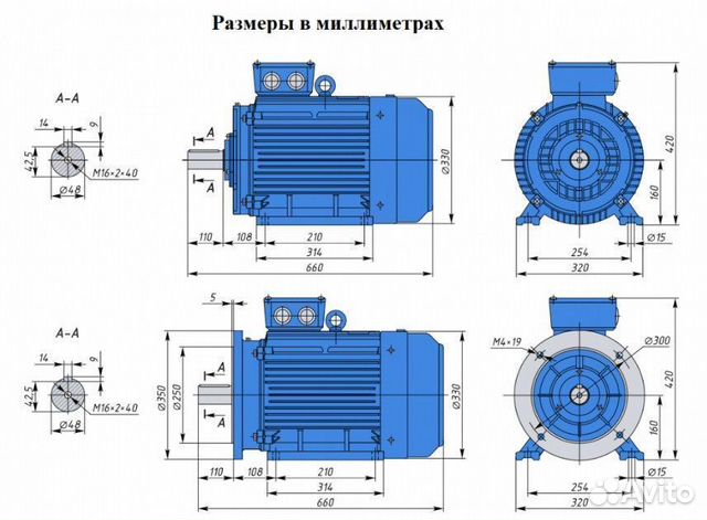 Электродвигатель аир 160М8 11кВт 750об новый