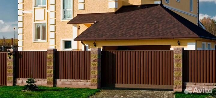 Забор из профнастила с металлическими столбами кач