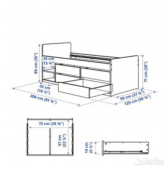 Кровать Слэкт / släkt / slаkt IKEA / Икеа, 90x200