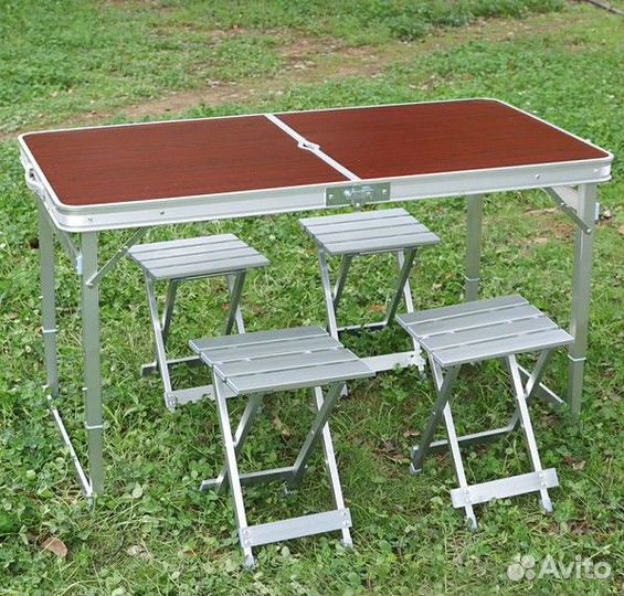 Стол усиленный складной+алюминиевые стулья
