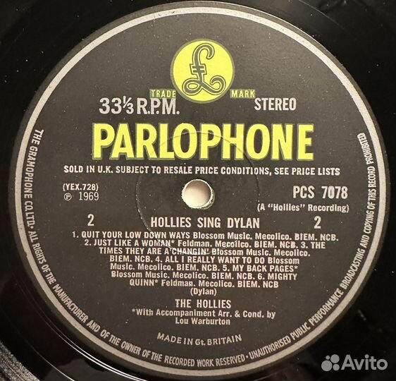 The Hollies – Hollies Sing Dylan (Англия 1969г.)