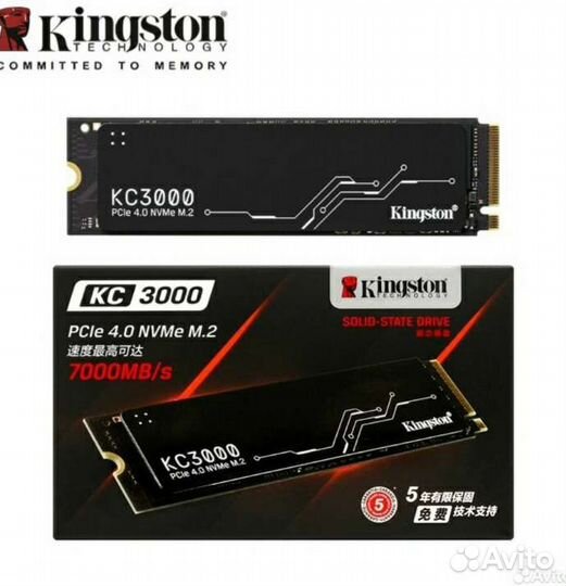 SSD M2 NVMe PCIe 4.0 Kingston KC3000 2TB 7000 мб/с