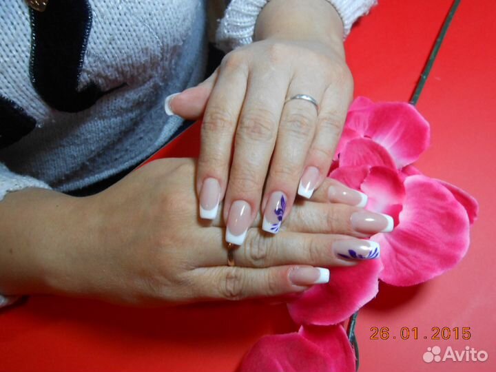 Наращивание ногтей, покрытие гель-лаком(шеллак)