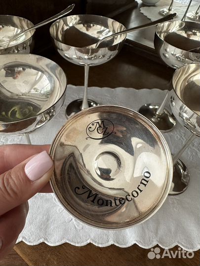 Креманки бокалы серебрение винтаж Италия