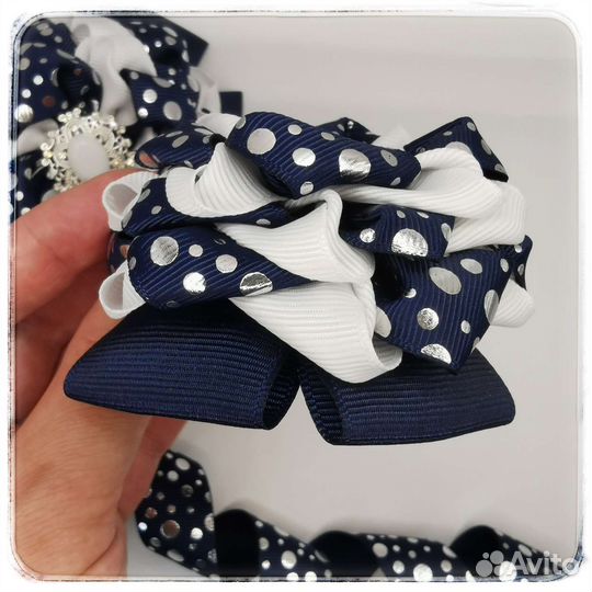 Большие школьные банты в горох