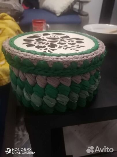 Корзинки-шкатулки из трикотажной пряжи