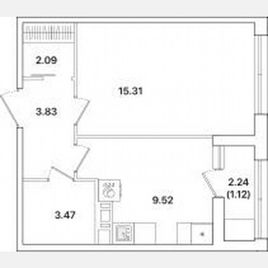 1-к. квартира, 35,3 м², 9/12 эт.
