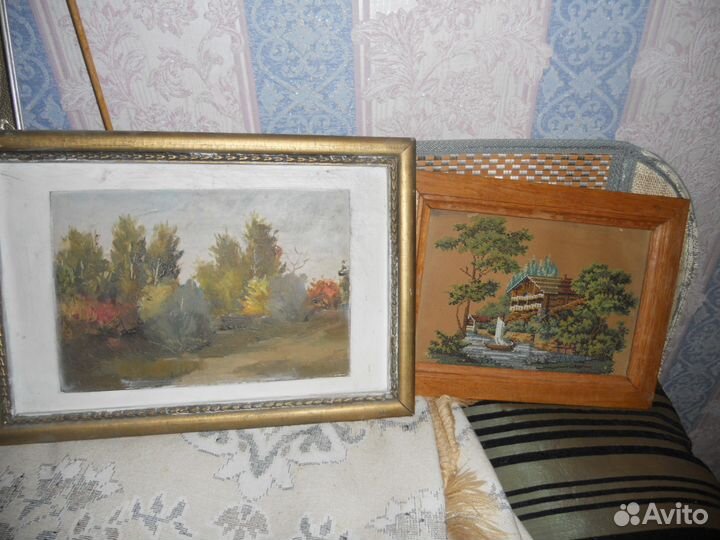 Старинные зеркало, Картина на полировке