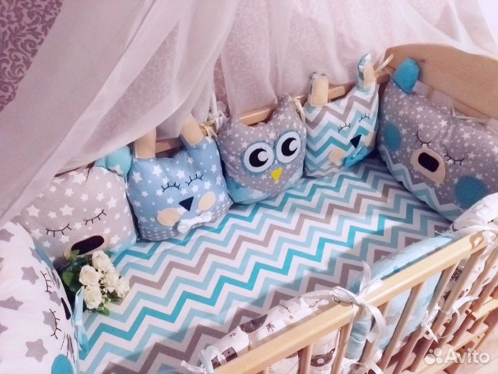 Комплект в кроватку бортики постельное белье