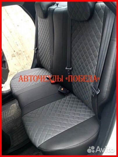 Чехлы Hyundai Solaris 1 Sd из экокожи чёрно-серые