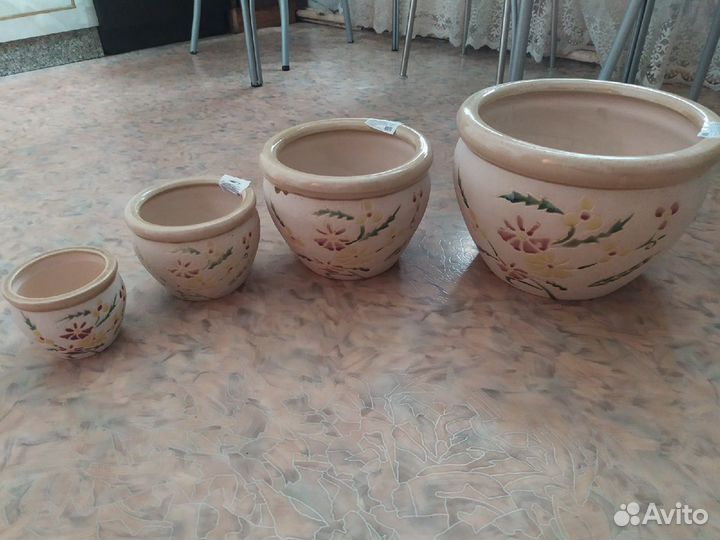 Набор из 4х керамических горшков
