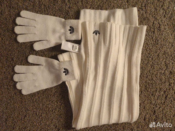 Комплект шарф и перчатки Адидас оригинал