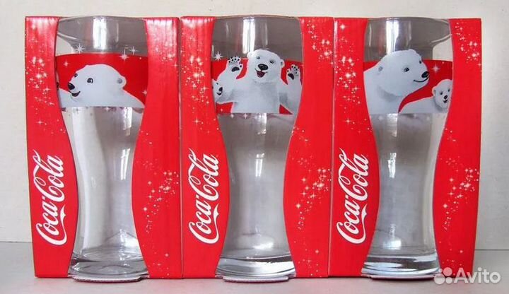 Стаканы Coca-Cola с мишками цена за 3шт