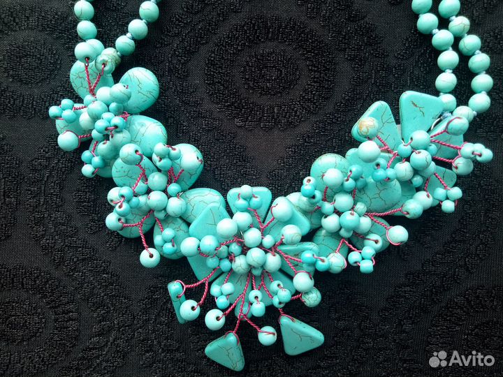 Колье под бирюзу Радуга самоцветов