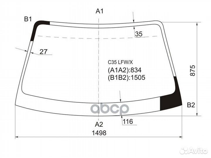 Стекло лобовое nissan laurel 97-02 C35 LFW/X XYG