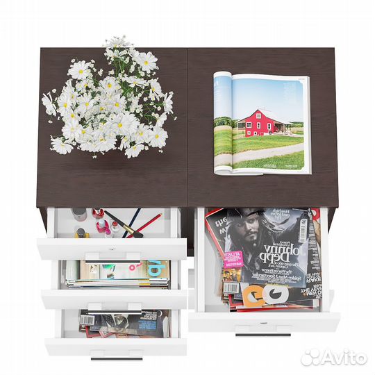 Две тумбы выкатных Мебельный Двор 3-02 цвет венге/белый шагрень, шхгхв 80х45х59 см