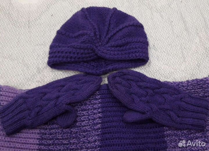 Комплект (шапка-чалма, варежки, снуд)