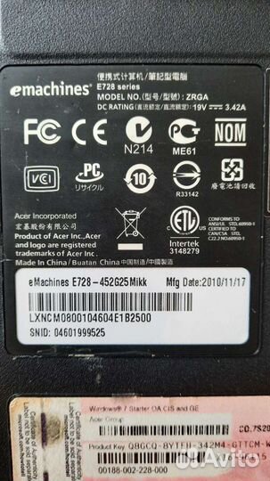 Ноутбук emachines E728